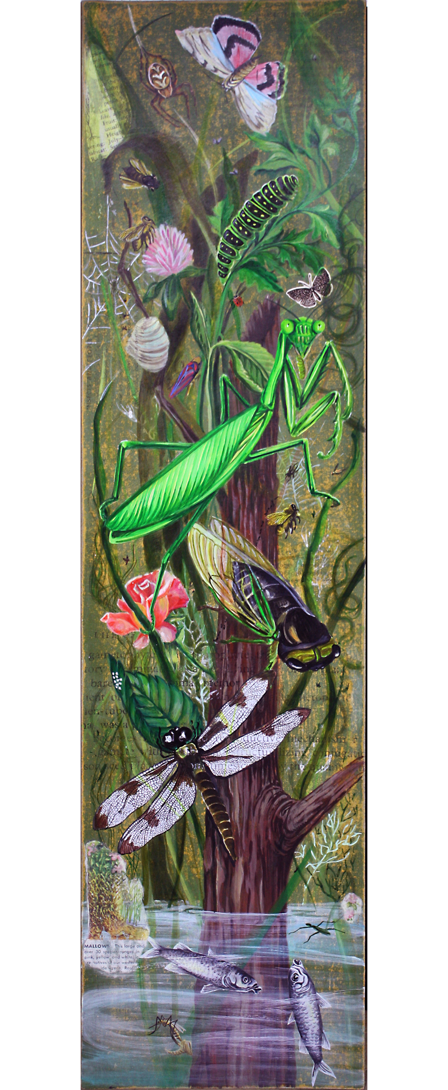 Insect scroll - handpainted panel